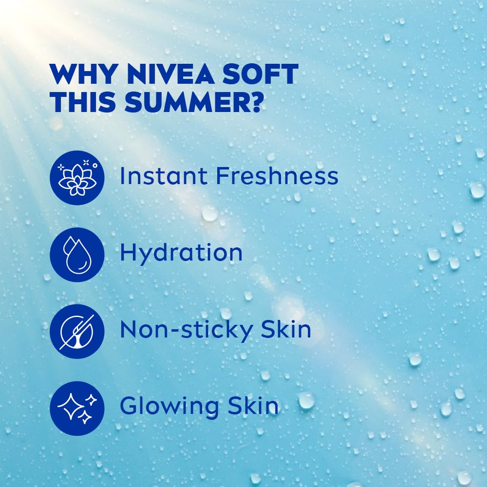NIVEA Soft Light Moisturizer, 300 ml, for Face, Hand & Body, Non-Greasy Cream with Vitamin E & Jojoba Oil for Instant Hydration