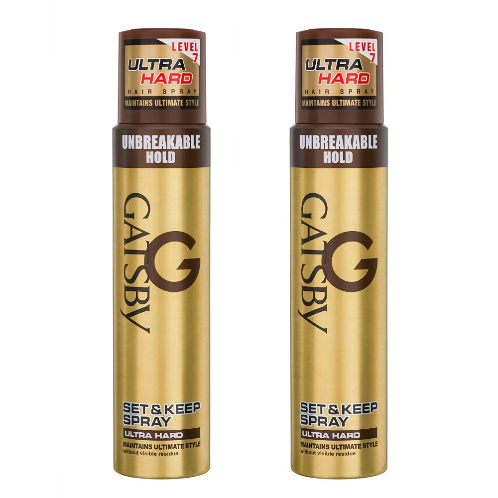 Gatsby Japan Set & Keep Hair Spray - Ultra Hard 250ml | Quick Drying, Long Lasting Hold, No Flaking, Natural Shine, & Easy Wash Off | Contains UV Ray Protector | Hair Spray For Salon Like Finish