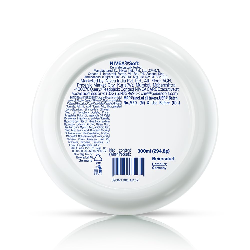 NIVEA Soft Light Moisturizer, 300 ml, for Face, Hand & Body, Non-Greasy Cream with Vitamin E & Jojoba Oil for Instant Hydration