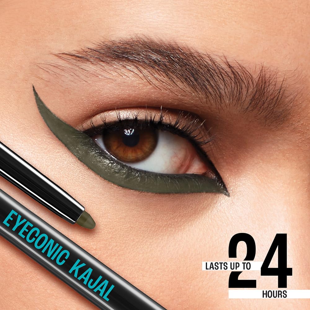 LAKMÉ Eyeconic Black Kajal 0.35 g (Combo Pack of 2) Matte Kohl Liner in a Twist Up Pencil - Waterproof, Smudge Proof & Long Lasting Eye Makeup
