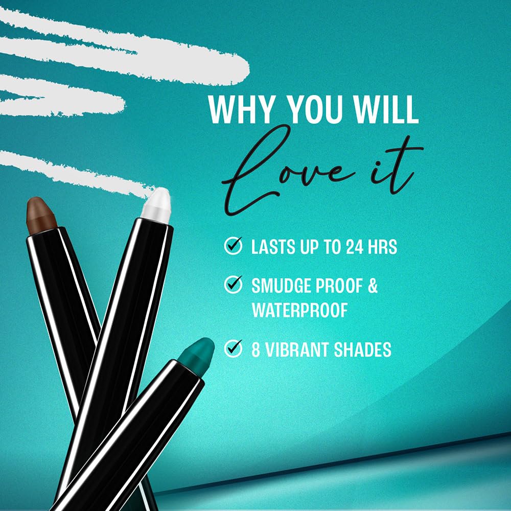 LAKMÉ Eyeconic Black Kajal 0.35 g (Combo Pack of 2) Matte Kohl Liner in a Twist Up Pencil - Waterproof, Smudge Proof & Long Lasting Eye Makeup
