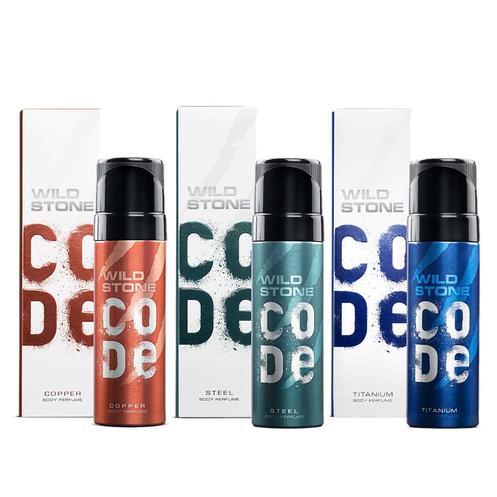 WILD STONE CODE Titanium Long Lasting No Gas Body Perfume For Men, 150Ml, Spray
