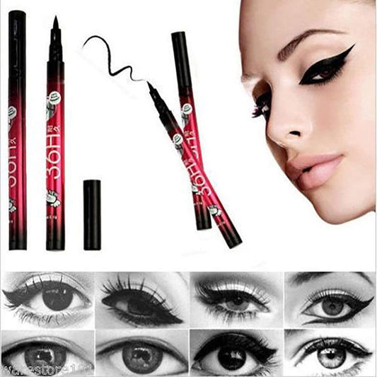 36H Precision Liquid Waterproof Lash Eyeliner Pencil Eye Liner, Water Resistant, Long-Lasting (Black) (pack of 3) Matte Finish