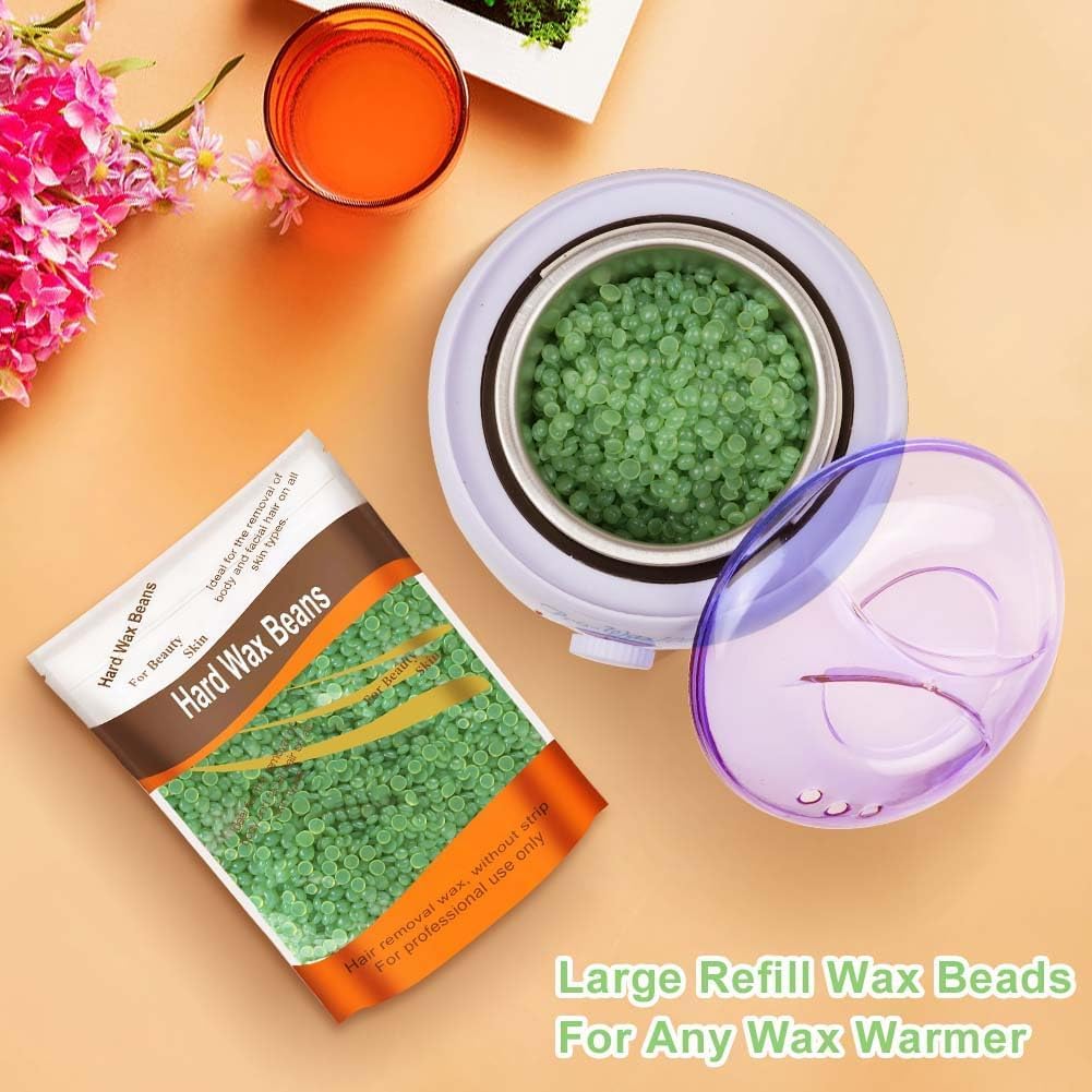 Plenteous Hard Wax Beads, 100G Painless Hard Wax Beans with 10 Applicators, Professional Wax Beads for Eyebrow, Armpit, Bikini, Back, Chest, Legs, Painless Hair Removal. (Strawberry)