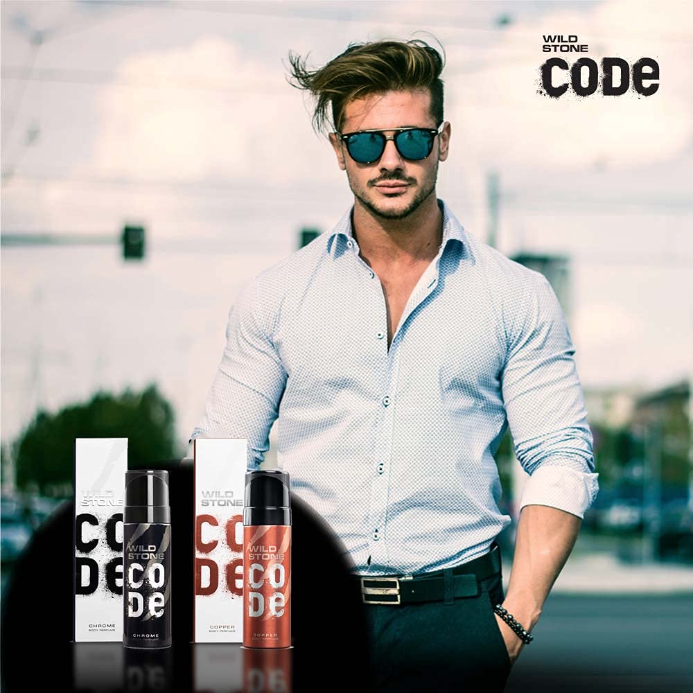 WILD STONE CODE Titanium Long Lasting No Gas Body Perfume For Men, 150Ml, Spray