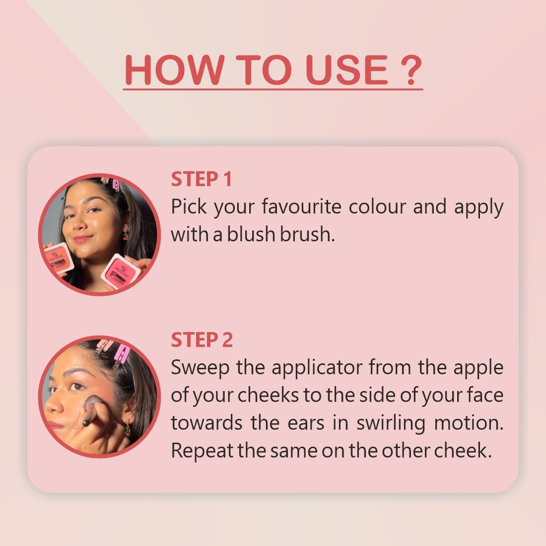 Half N Half Color Flush|Enriched with Vitamin E|Long Lasting Formula|Blendable & Buildable Texture|Matte Finish|For All Skin Types|Gives rich color to cheeks|One Stroke Color Pay Off- Nude Peach