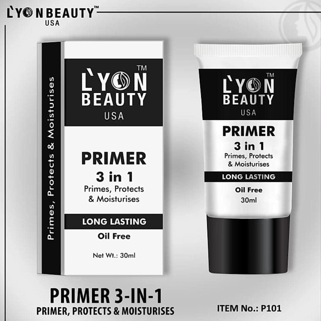 L’YON BEAUTY PRIMER 3 IN 1 | Oil Free | Long Lasting | Waterproof Primer | Protects | Moisturizes | 30 ml