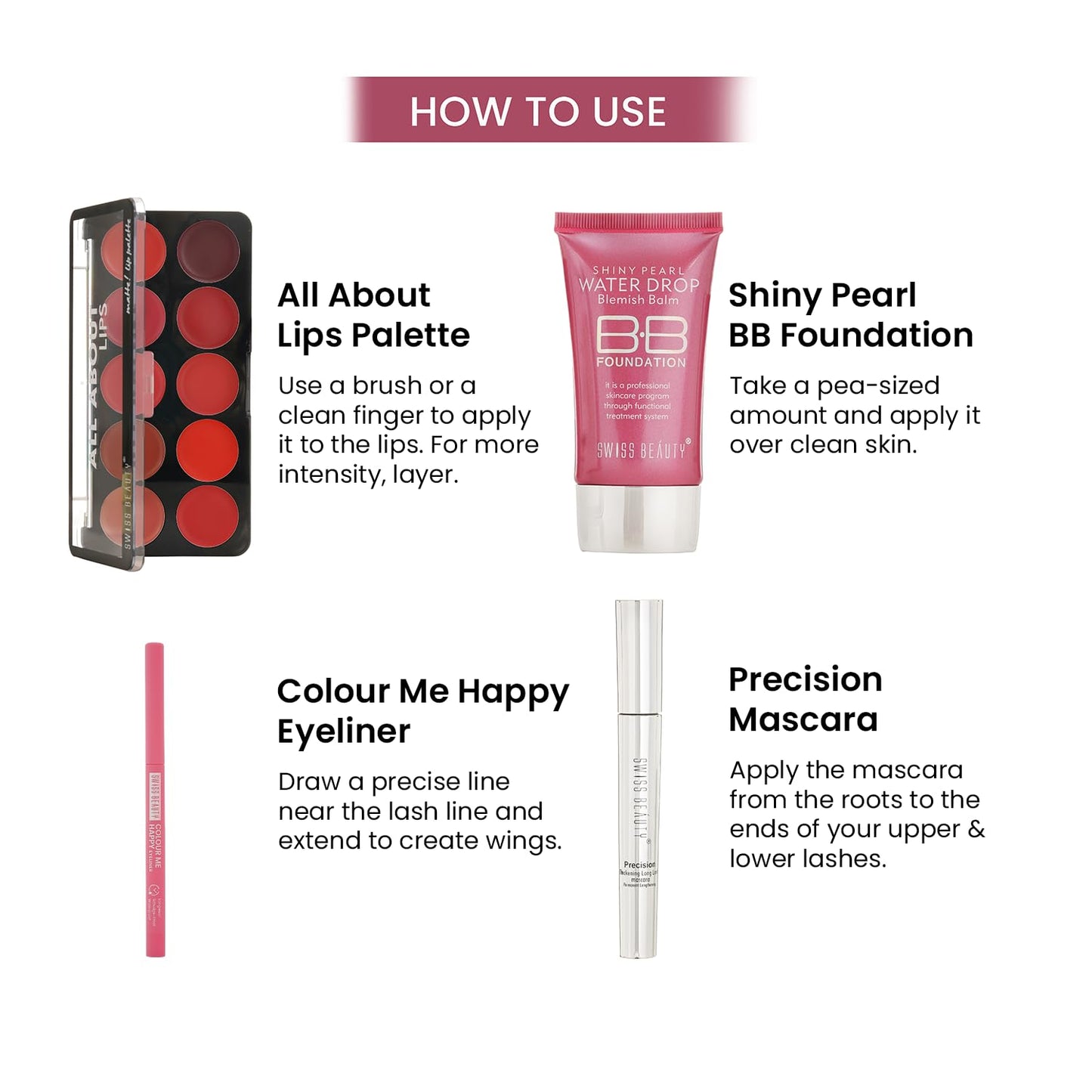 Swiss Beauty Waterproof Volume Mascara | Smudge Proof Curling Mascara For Eye Makeup | Jet Black, 8.5Ml |