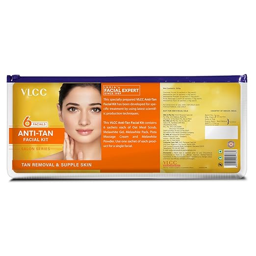 VLCC Salon Series Anti Tan Facial Kit ( 6 Facials ) - 300g - At Home Anti-Tan Facial Kit | Fights Sun Tan, Uneven Skin Tone | Refines and Brightens Skin Tone For Glowing Complexion