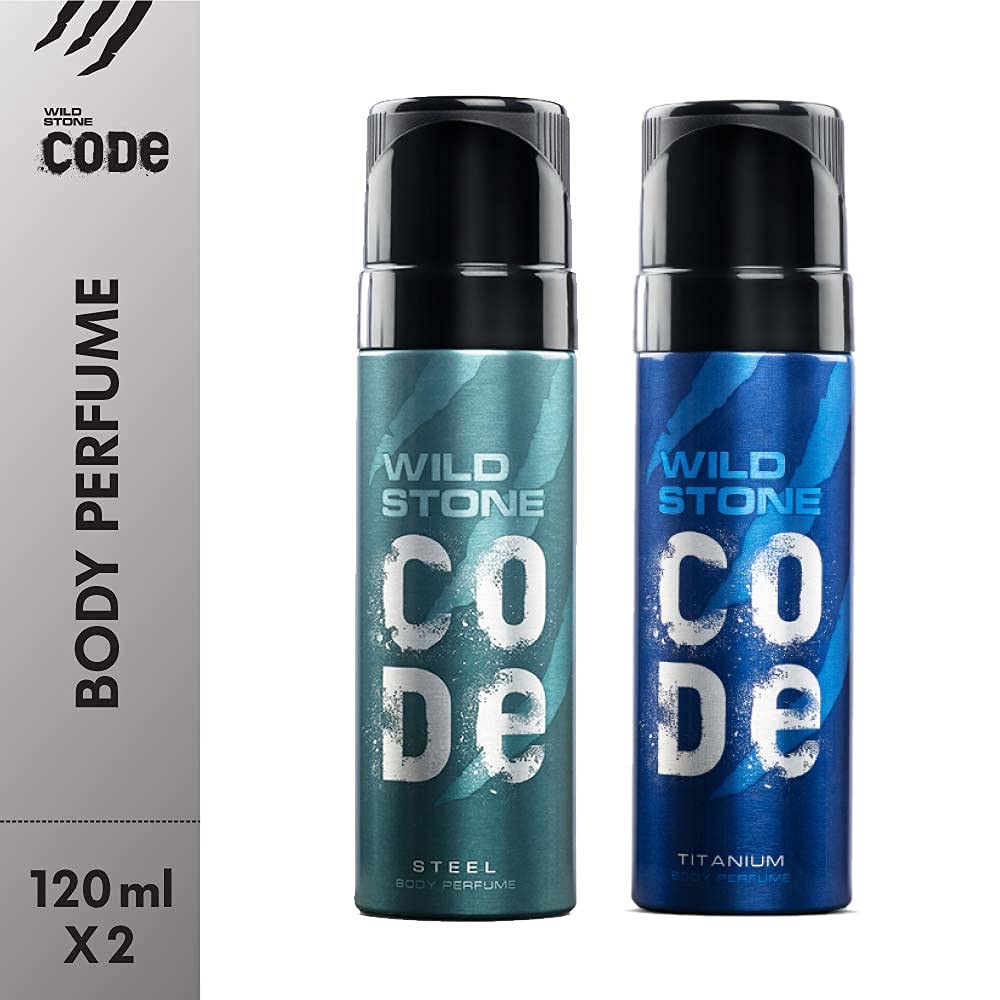 WILD STONE CODE Titanium Long Lasting No Gas Body Perfume For Men, 150Ml, Spray