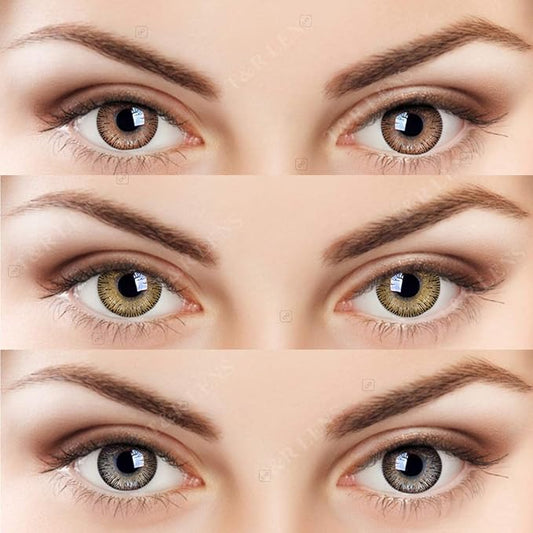 Soft Eye 3 Pair (Honey, Hazel & Brown) 0 Power Monthly Contact Lens 0 Dioptres 6 + Multi Plus Solution with Lens Storage Box