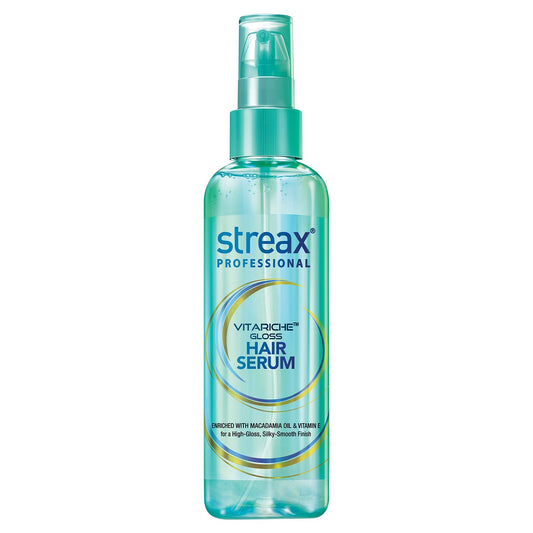 Streax Professional Vitariche Gloss Hair Serum, 200ml|for Dry Frizzy Hair|for Women|Enhance Shine and Smoothness, Anti Frizz |With Vitamin E & Macadamia Oil| For Curly Hair, Straight Hair, Wavy Hair
