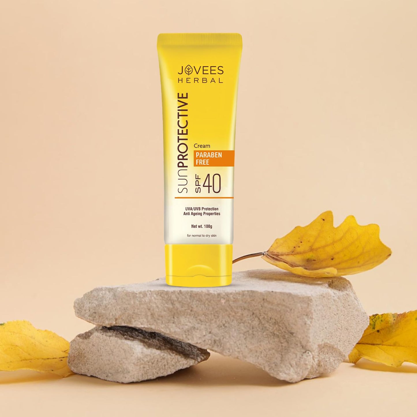 Jovees Herbal Sun Protective Sunscreen SPF 40 | Lightweight, Quick Absorbing and Oil Free - UVA/UVB Protection | Normal to Dry Skin Type | Paraben & Alcohol Free 100g