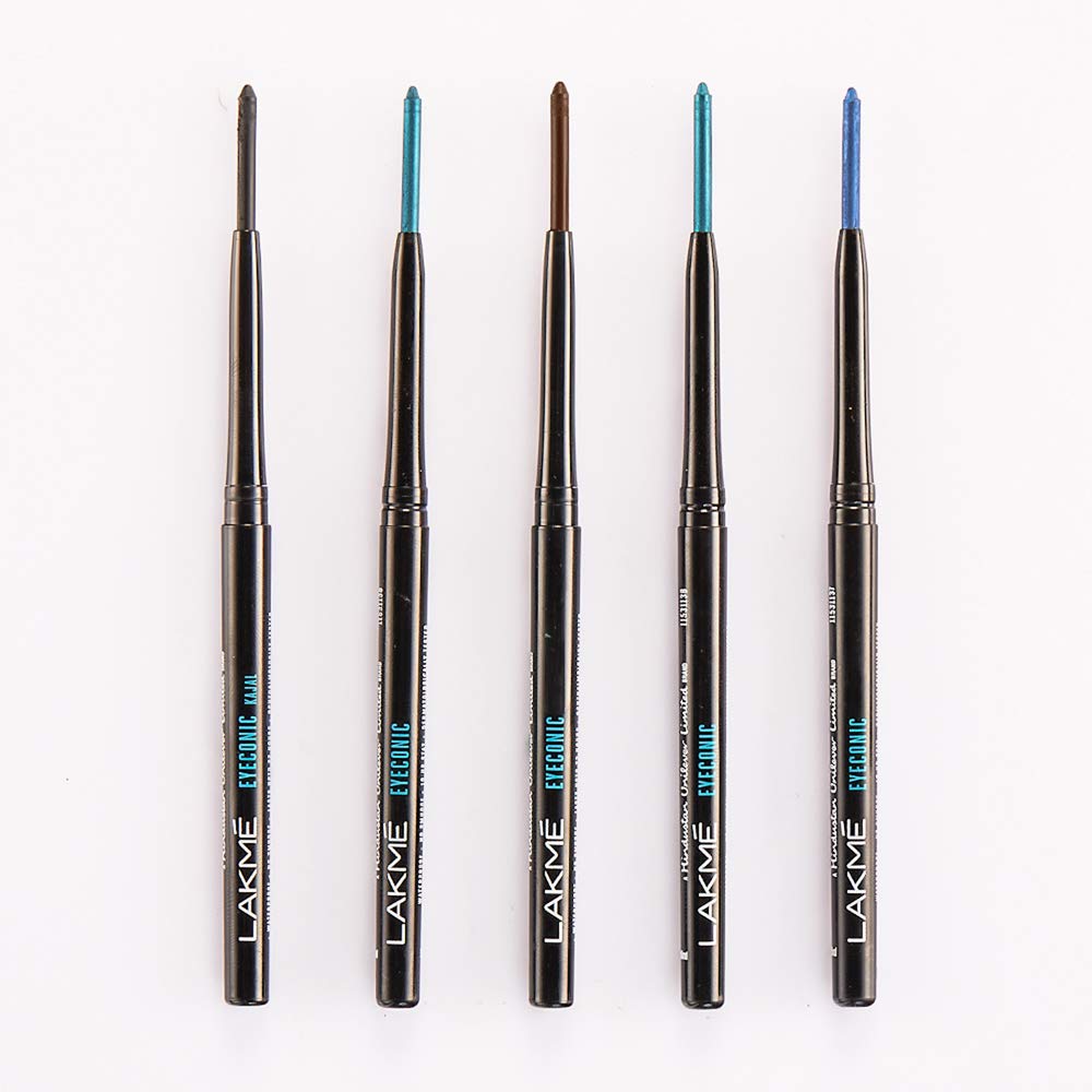 LAKMÉ Eyeconic Black Kajal 0.35 g (Combo Pack of 2) Matte Kohl Liner in a Twist Up Pencil - Waterproof, Smudge Proof & Long Lasting Eye Makeup