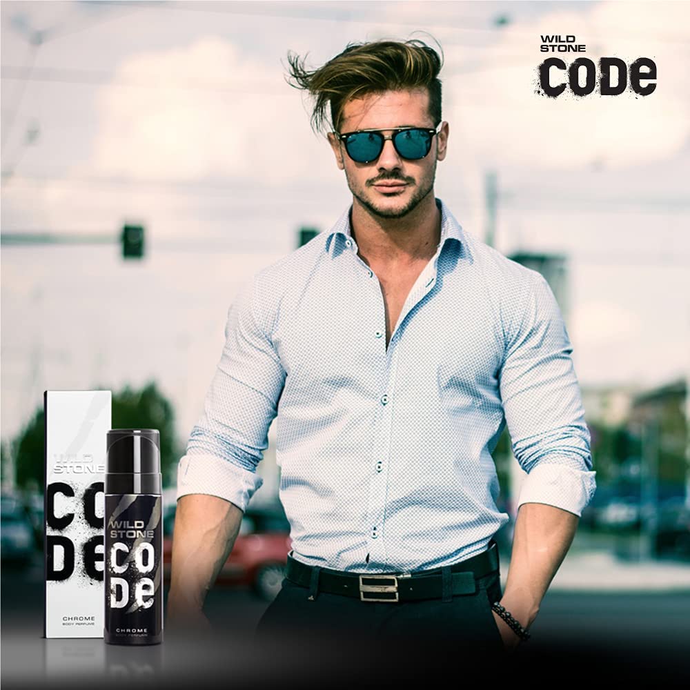 WILD STONE CODE Titanium Long Lasting No Gas Body Perfume For Men, 150Ml, Spray