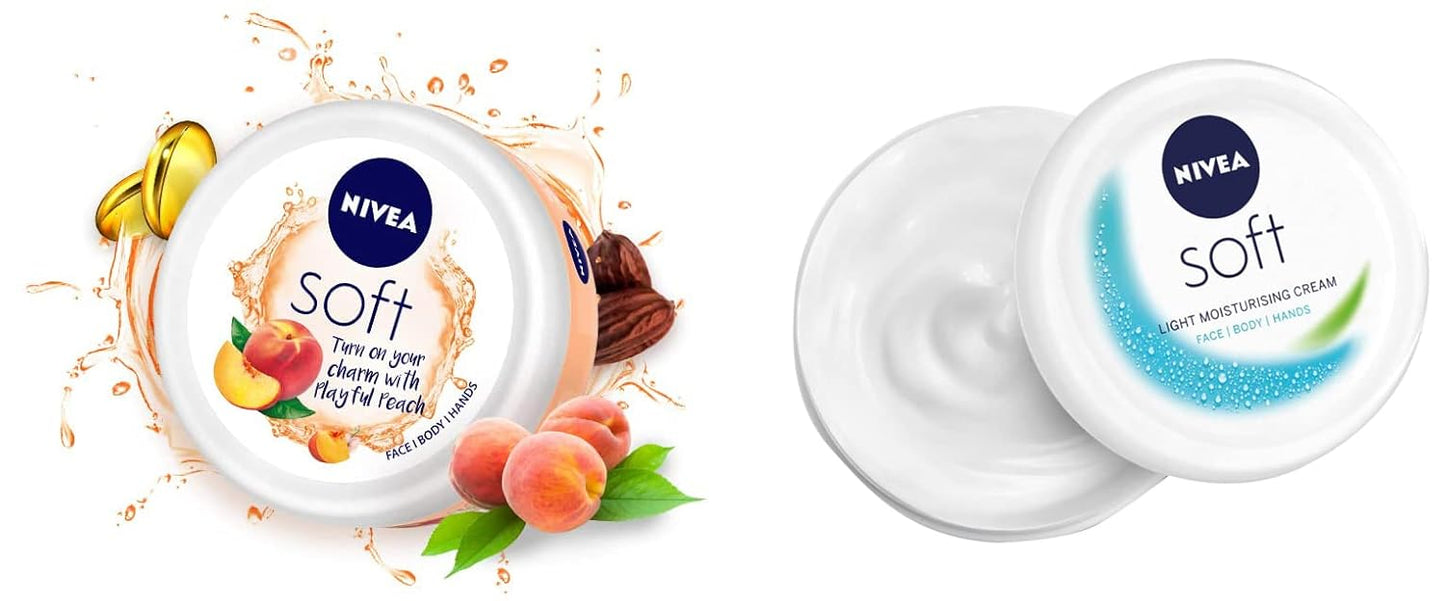 NIVEA Soft Light Moisturizer, 300 ml, for Face, Hand & Body, Non-Greasy Cream with Vitamin E & Jojoba Oil for Instant Hydration