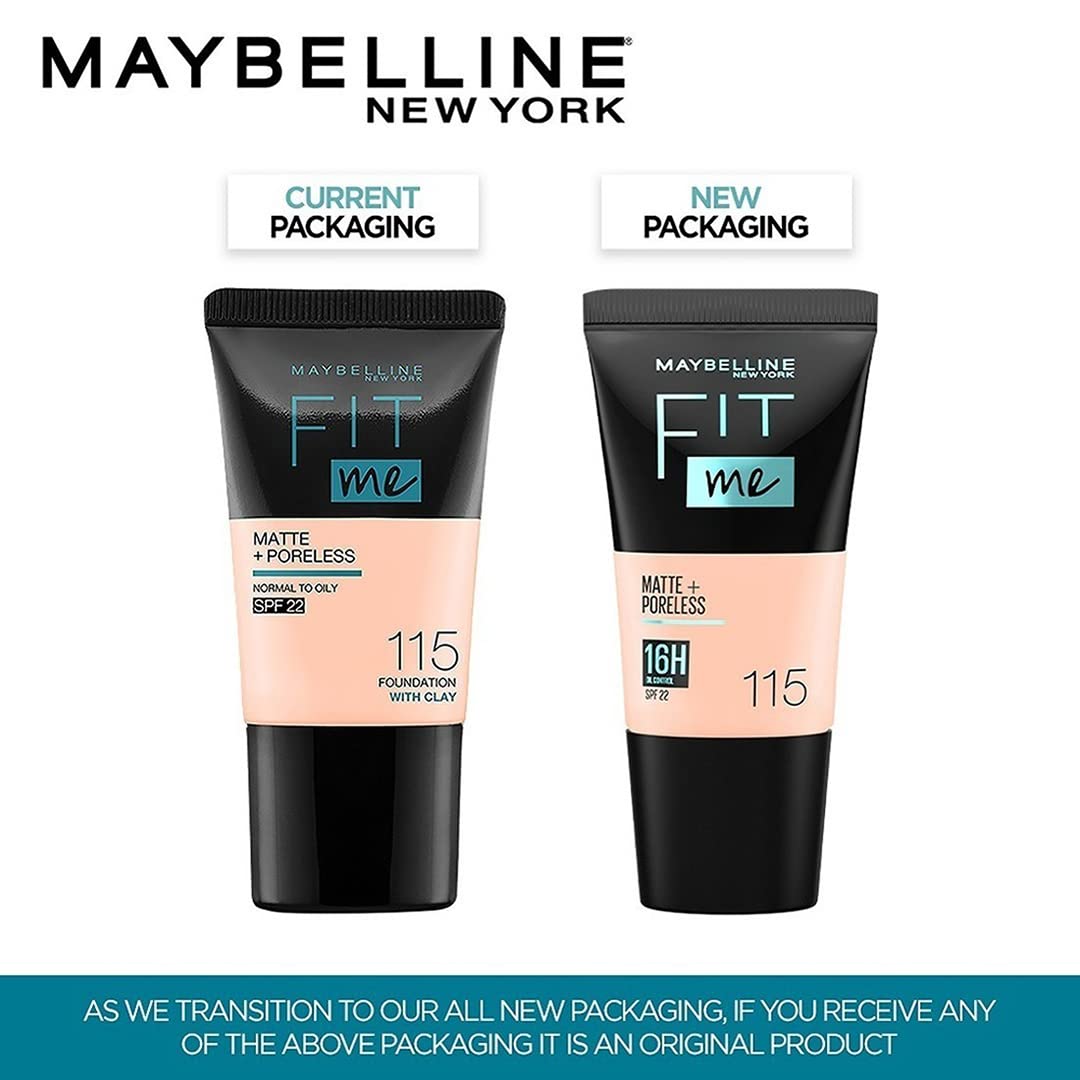 Maybelline New York Liquid Foundation, Matte & Poreless, Full Coverage Blendable Normal to Oily Skin, Fit Me, 220 Natural Beige, 18ml