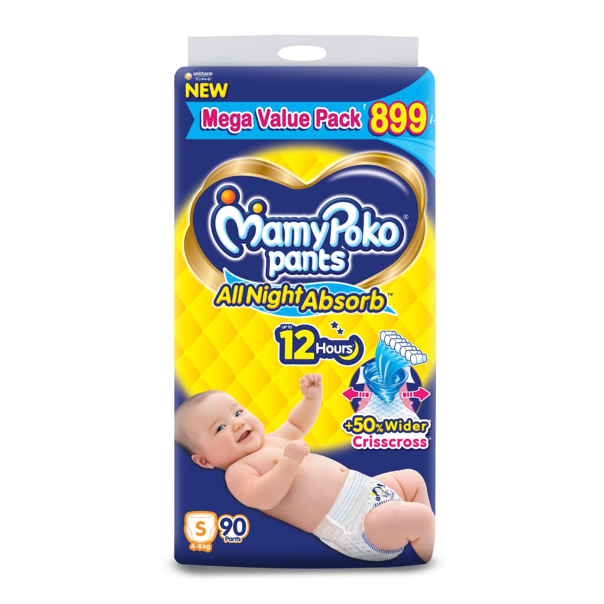 MamyPoko Pants All Night Absorb Baby Diapers, X-Large (XL), 22 Count 12-17 kg