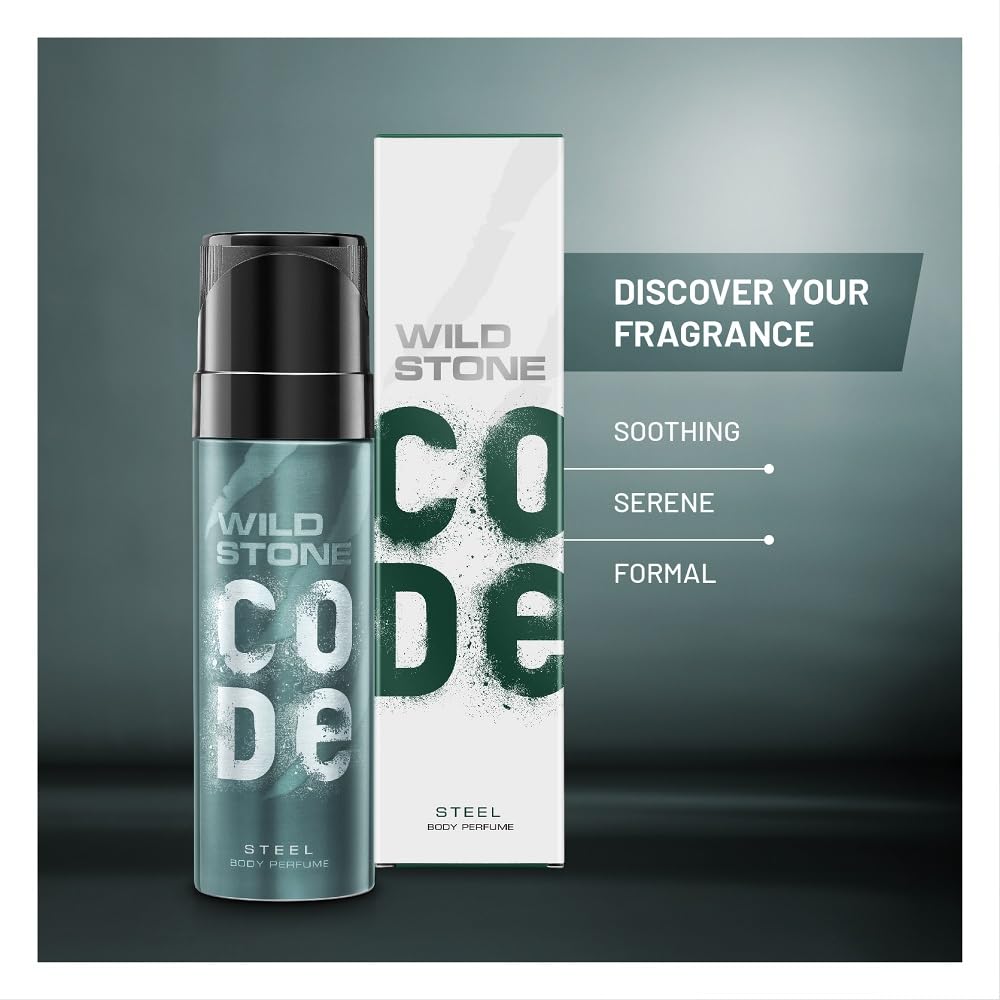 WILD STONE CODE Titanium Long Lasting No Gas Body Perfume For Men, 150Ml, Spray