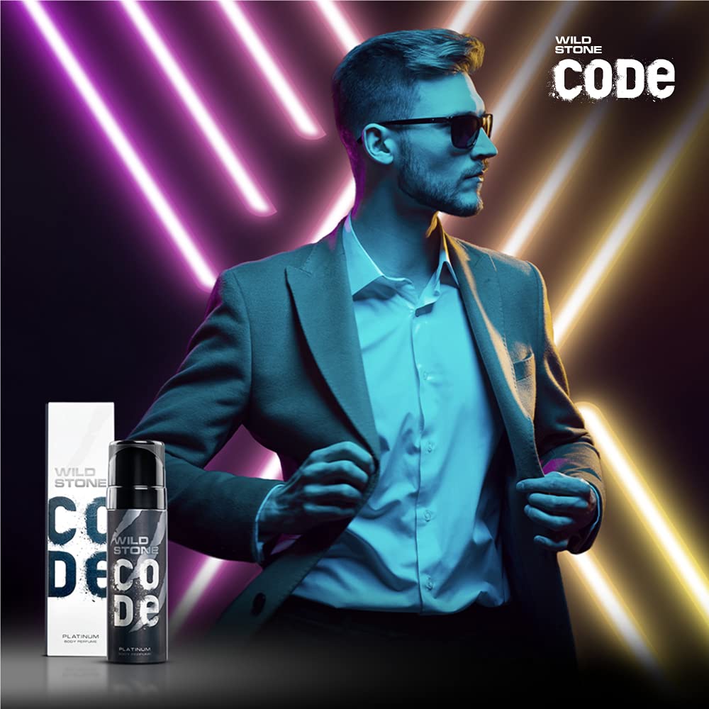 WILD STONE CODE Titanium Long Lasting No Gas Body Perfume For Men, 150Ml, Spray
