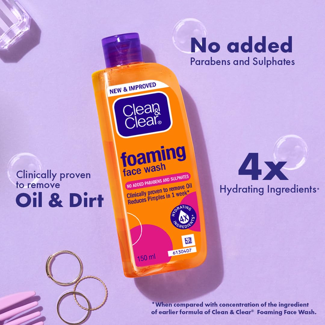 Clean & Clear Foaming Face Wash For Oily Skin, 150ml
