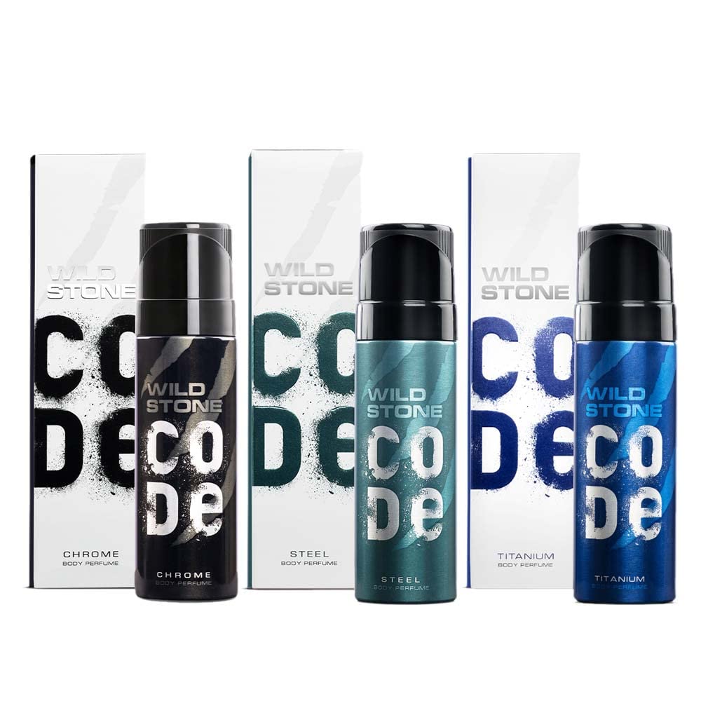 WILD STONE CODE Titanium Long Lasting No Gas Body Perfume For Men, 150Ml, Spray