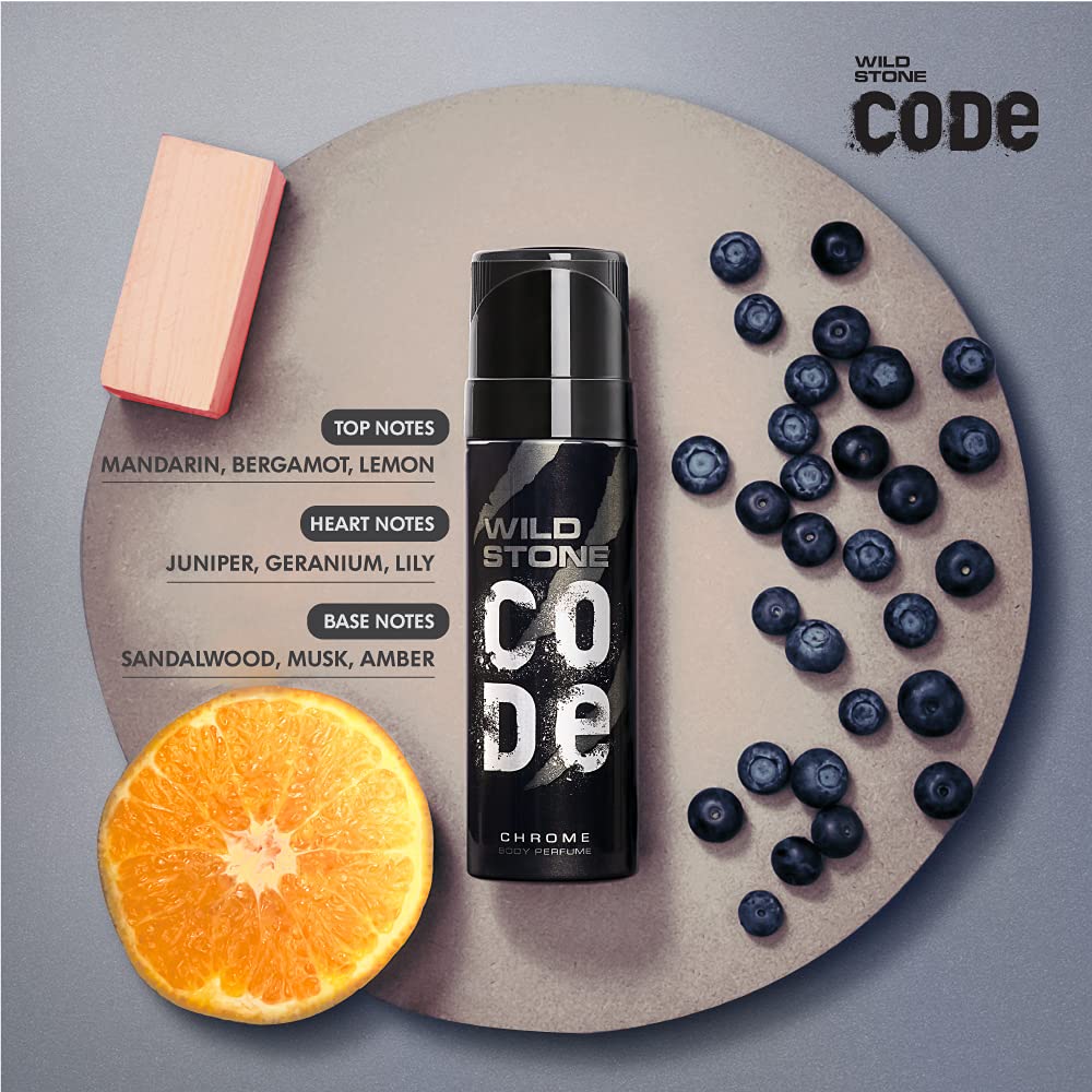 WILD STONE CODE Titanium Long Lasting No Gas Body Perfume For Men, 150Ml, Spray