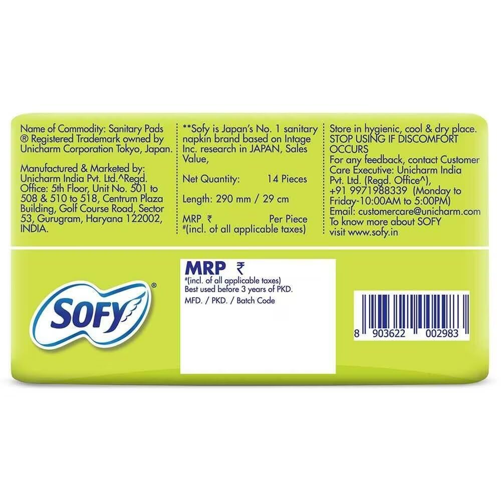 Sofy Anti-Bacteria Sanitary Pads (XL+ Size - 290 mm) 28 Pads - 6 layer deep absorption & Herbal Shield for Bacterial Protection, Soft on skin with comfy dry top sheet (Pack of 1)