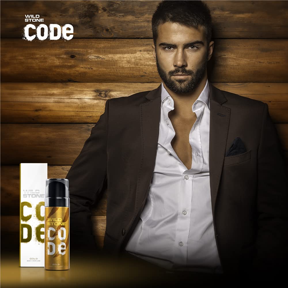 WILD STONE CODE Titanium Long Lasting No Gas Body Perfume For Men, 150Ml, Spray