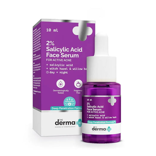 The Derma Co 2% Salicylic Acid Face Serum - 10 ml | Reduces acne & blackheads | Tightens pores | Exfoliates & soothes inflammation