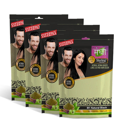 'Sterling Naturals Megha Mehandi Hair Care Powder – Megha Mehandi (Pack Of 4) For Natural Hair Color Solution | For Men & Women 45GM