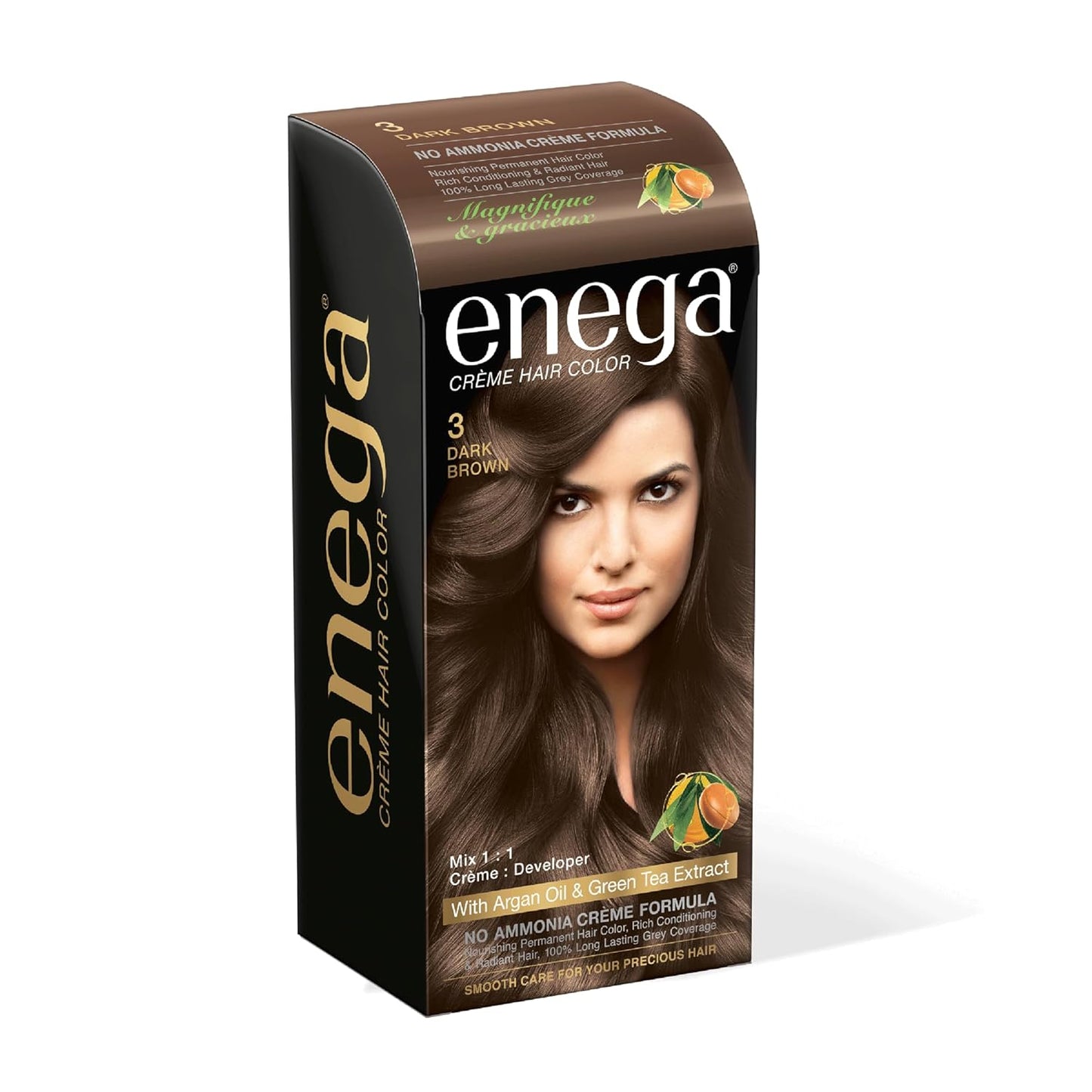 Enega No Ammonia Grey Coverage Long Lasting Creme Hair Color with Argan Oil & Green Tea Extract - Pack of 1(150 ML) (Golden Blonde)