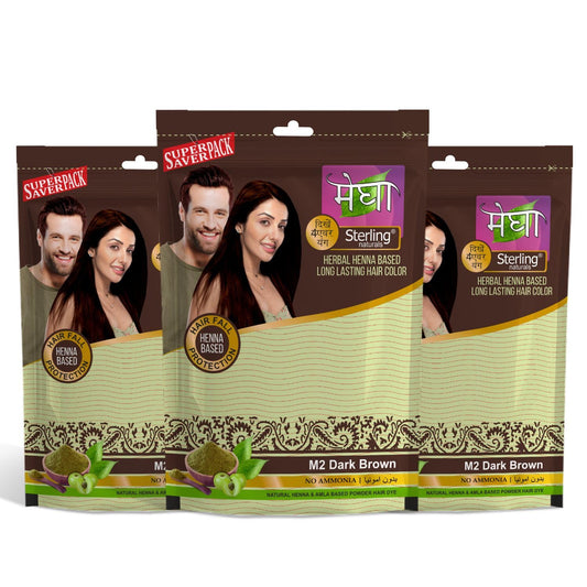 Sterling Naturals Megha Mehandi for Women & Men, Henna Based Mehndi, Organic Hair Dye Without Chemicals and Ammonia,  45 g (Pack of 3)