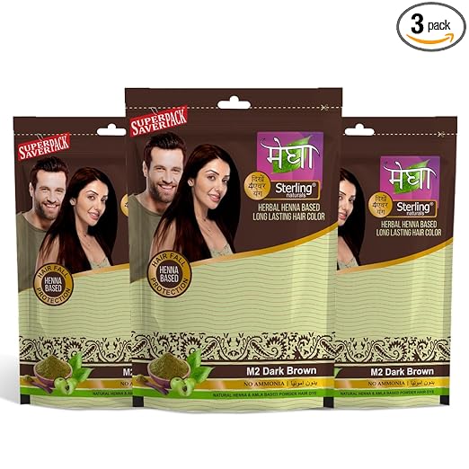 Sterling Naturals Megha Mehandi for Women & Men, Henna Based Mehndi, Organic Hair Dye Without Chemicals and Ammonia,  45 g (Pack of 3)
