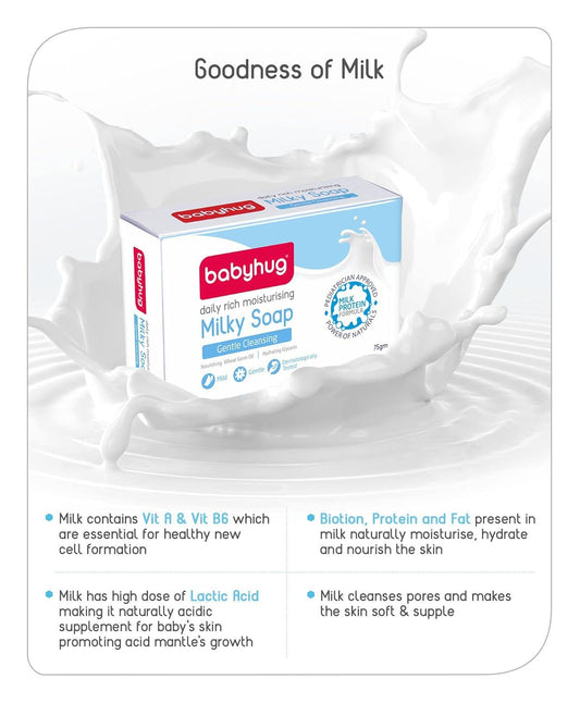 Babyhug Milk Protein Formula Daily Rich Moisturizing Milky Soap -75 gm