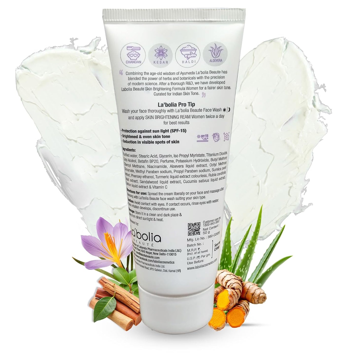 Labolia Beaute Skin Brightening Day Cream for Women with SPF 15 | Glowing SKin | Reduce Dark Spots | Whitening Face Cream | Dermatologist Recommended | All Skin Type | Pack of 1, 50g