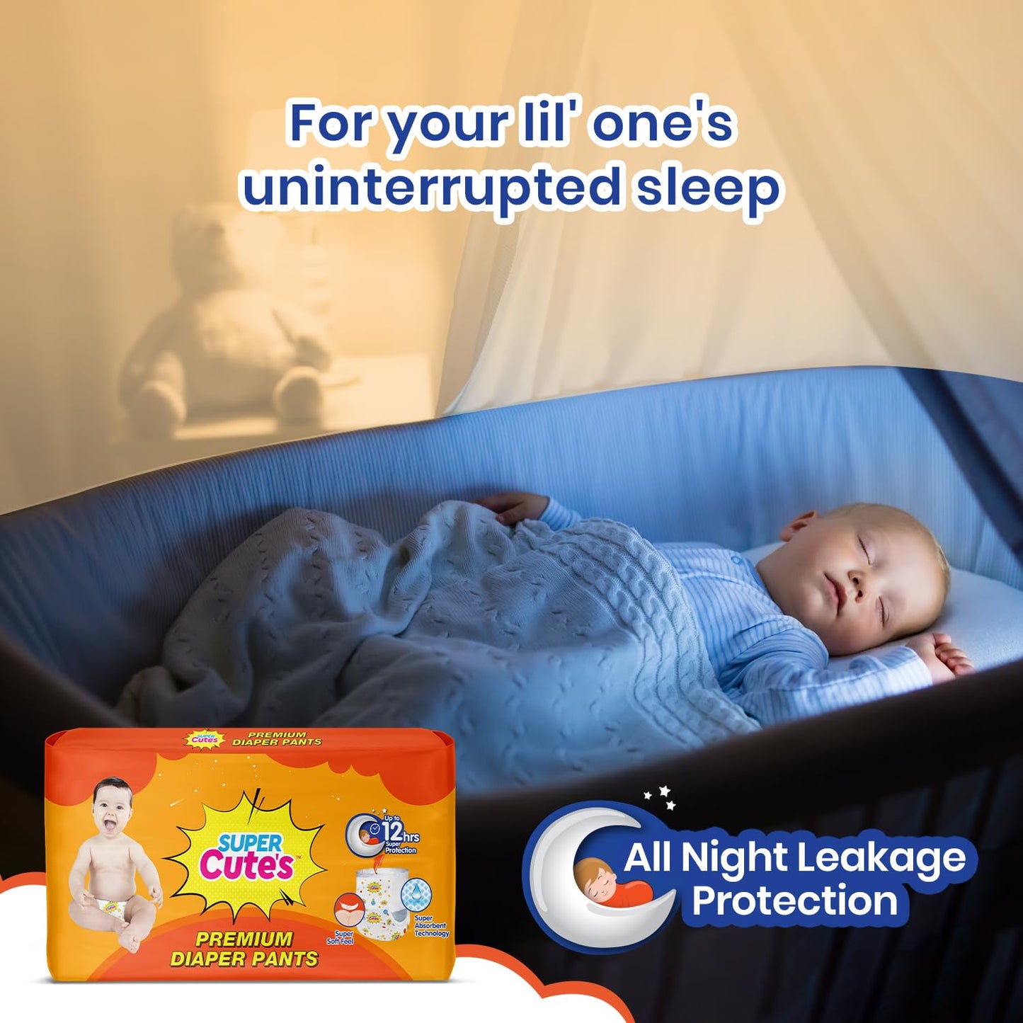 Super Cutes Premium Baby Diapers L Size 30 Count 9-14Kg,Medium34 counts,Small 40counts, XL 24 Counts , Super Soft and Rash Free Diaper Pants with 12 hrs Overnight Leakage Protection