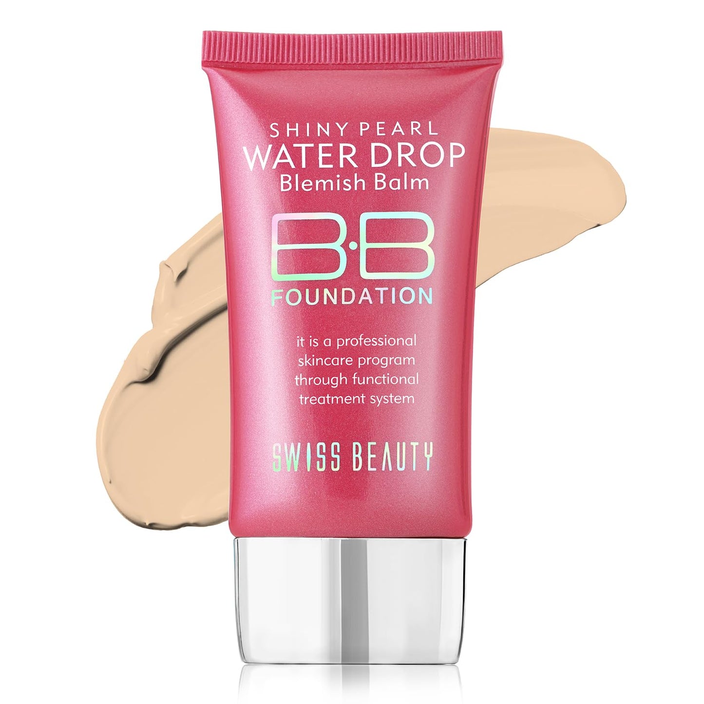 Swiss Beauty Matte Shiny Pearl Water Drop Blemish Long Lasting Balm BB Lightweight, Liquid Foundation, Face Makeup, Shade-02, 40ml