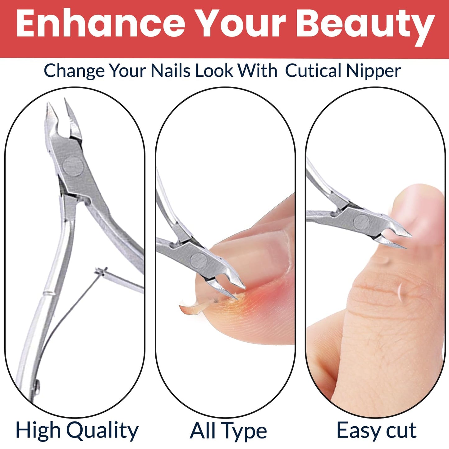 (1pc) Nail Cuticle Cutter and Pusher - Dead Skin Remover fork, Nail Cleaner for Women & Men - Cuticle Nipper for Pedicure & Manicure - Cuticle Nails Trimmer