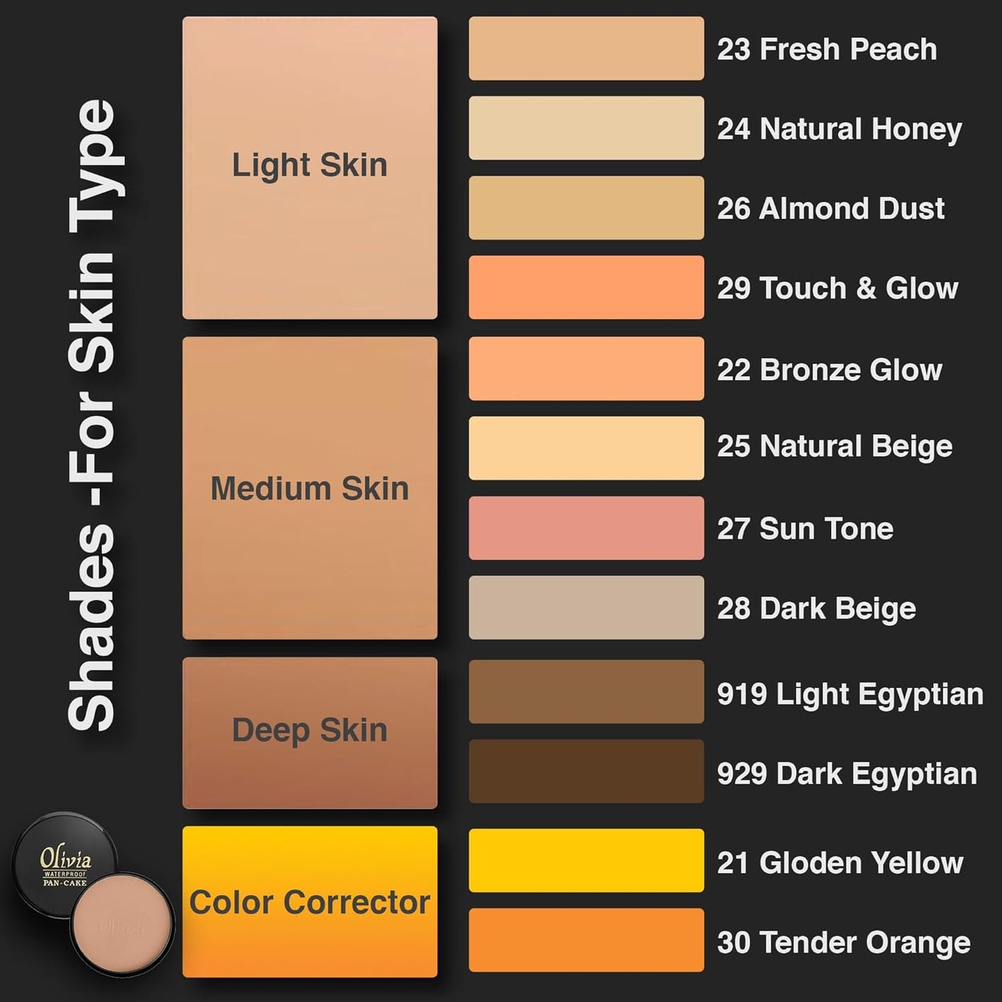 Olivia Waterproof Natural Honey Makeup Cream Concealer Pan Cake, Medium Coverage, For All Skin Types (25G, Shade No.24)