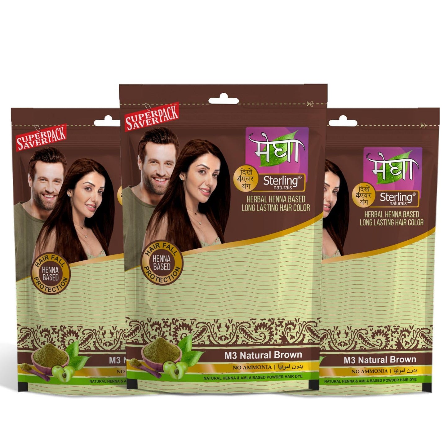 'Sterling Naturals Megha Mehandi Hair Care Powder – Megha Mehandi (Pack Of 4) For Natural Hair Color Solution | For Men & Women 45GM