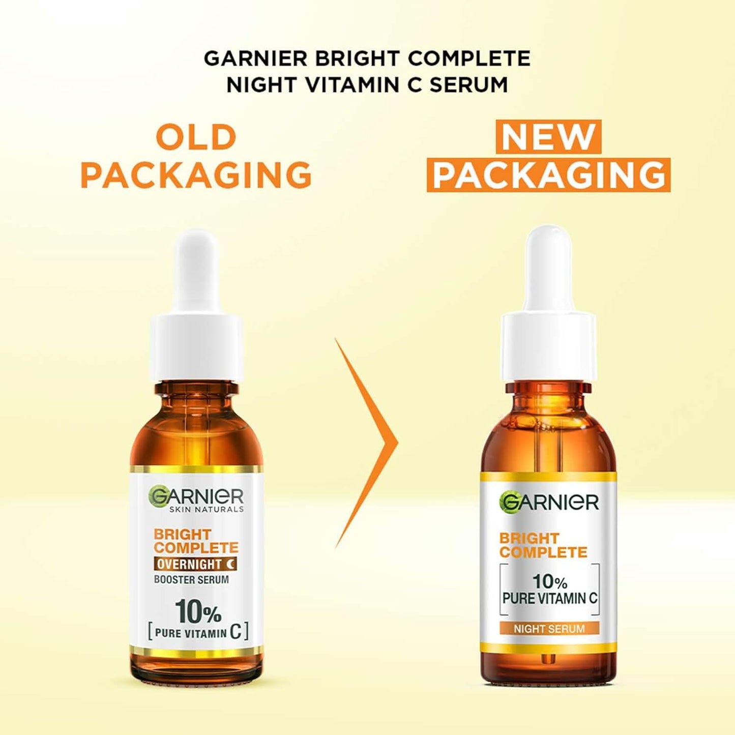 Garnier Vitamin C + Booster Face Serum For Skin Brightening and Anti-Dark Spots with 30X Vitamin C, 2% Niacinamide and BHA | Brighter Skin in Just 3 days | Suitable for Oily , Dry, Combination , Sensitive Skin | For Men and Women | 50ml