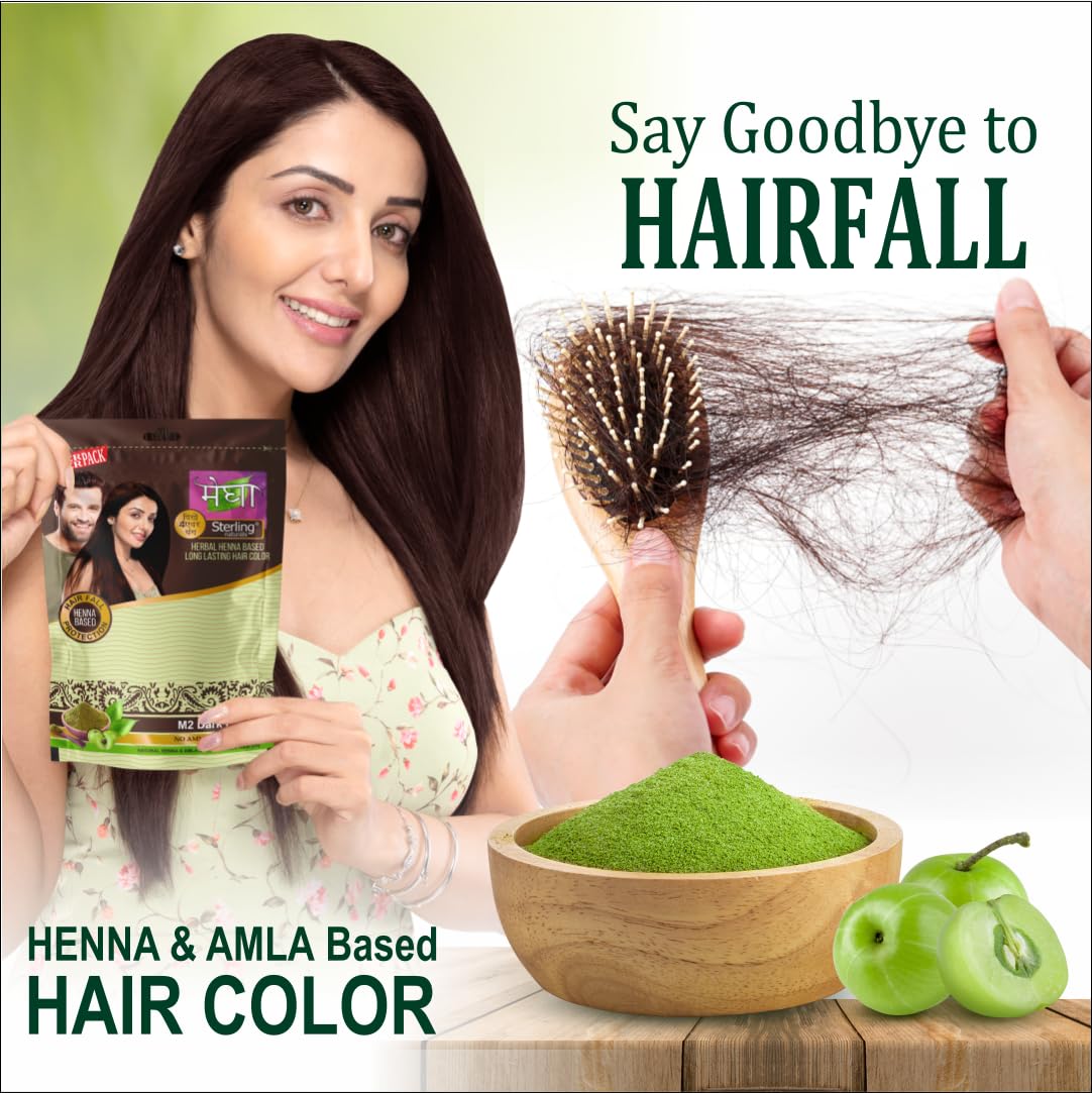 'Sterling Naturals Megha Mehandi Hair Care Powder – Megha Mehandi (Pack Of 4) For Natural Hair Color Solution | For Men & Women 45GM