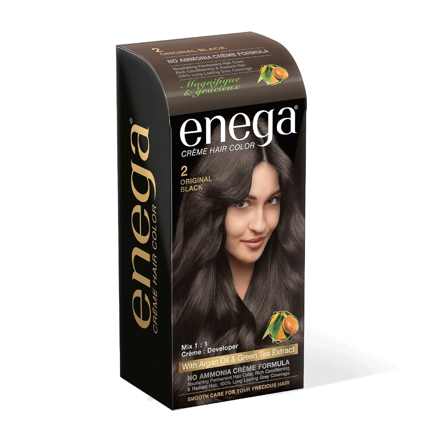 Enega No Ammonia Grey Coverage Long Lasting Creme Hair Color with Argan Oil & Green Tea Extract - Pack of 1(150 ML) (Golden Blonde)