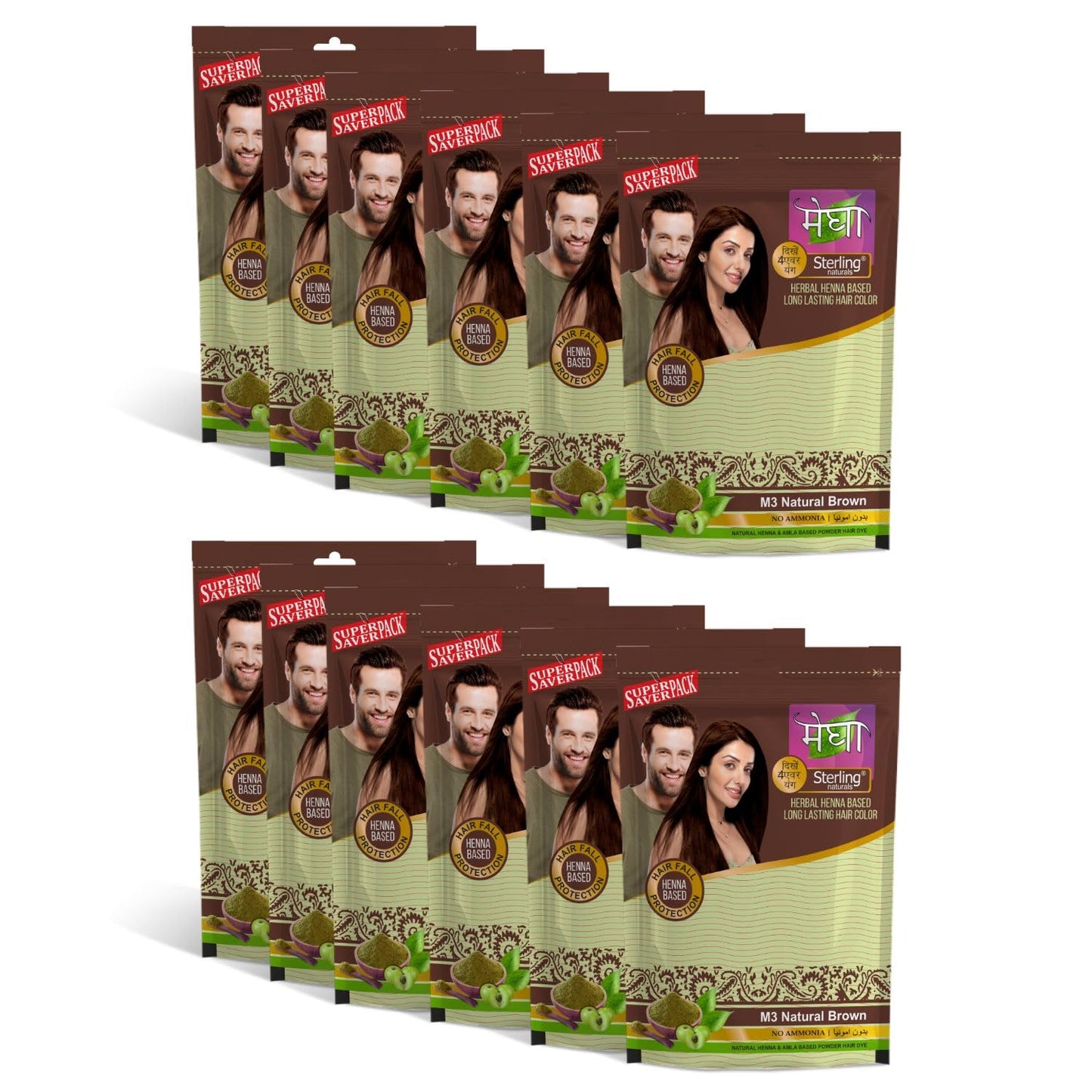 'Sterling Naturals Megha Mehandi Hair Care Powder – Megha Mehandi (Pack Of 4) For Natural Hair Color Solution | For Men & Women 45GM