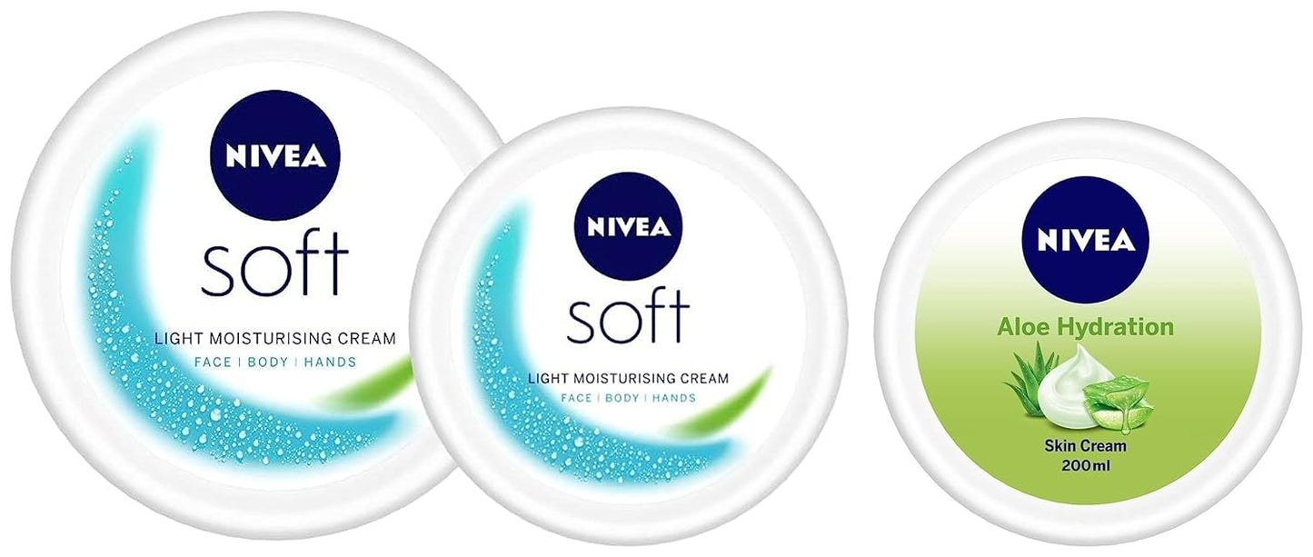 NIVEA Soft Light Moisturizer, 300 ml, for Face, Hand & Body, Non-Greasy Cream with Vitamin E & Jojoba Oil for Instant Hydration