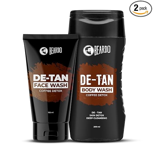 Beardo Detan Combo For Men (Set of 2) | Detan Body Wash & Detan Face Wash with Powerful Coffee Extract for Tan Removal | Hydrates & Exfoliates Men's Skin for Oil Control