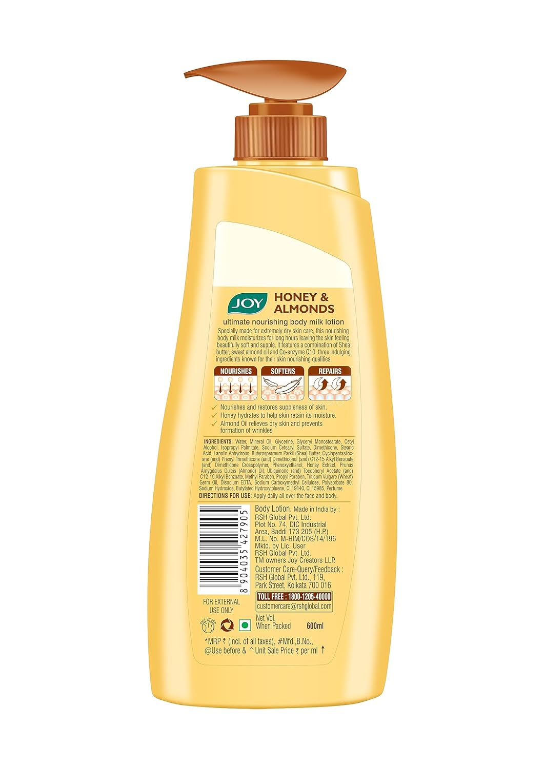 Joy Honey & Almonds Advanced Nourishing Lightweight Body Lotion 750ml | Enriched With Shea Butter | Summer Lotion With Natural Sunscreen Filters | Suitable for Normal to Dry Skin
