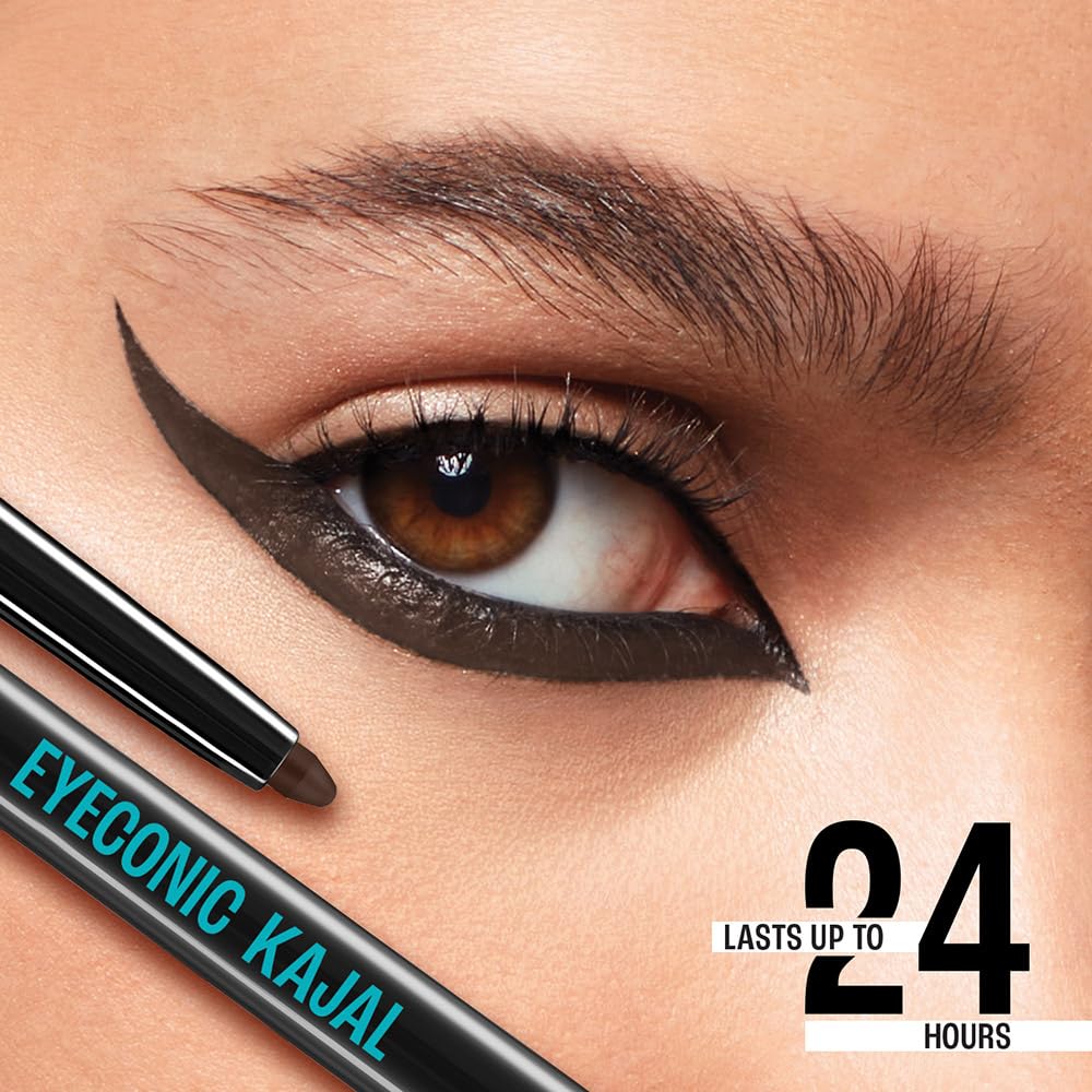 LAKMÉ Eyeconic Black Kajal 0.35 g (Combo Pack of 2) Matte Kohl Liner in a Twist Up Pencil - Waterproof, Smudge Proof & Long Lasting Eye Makeup