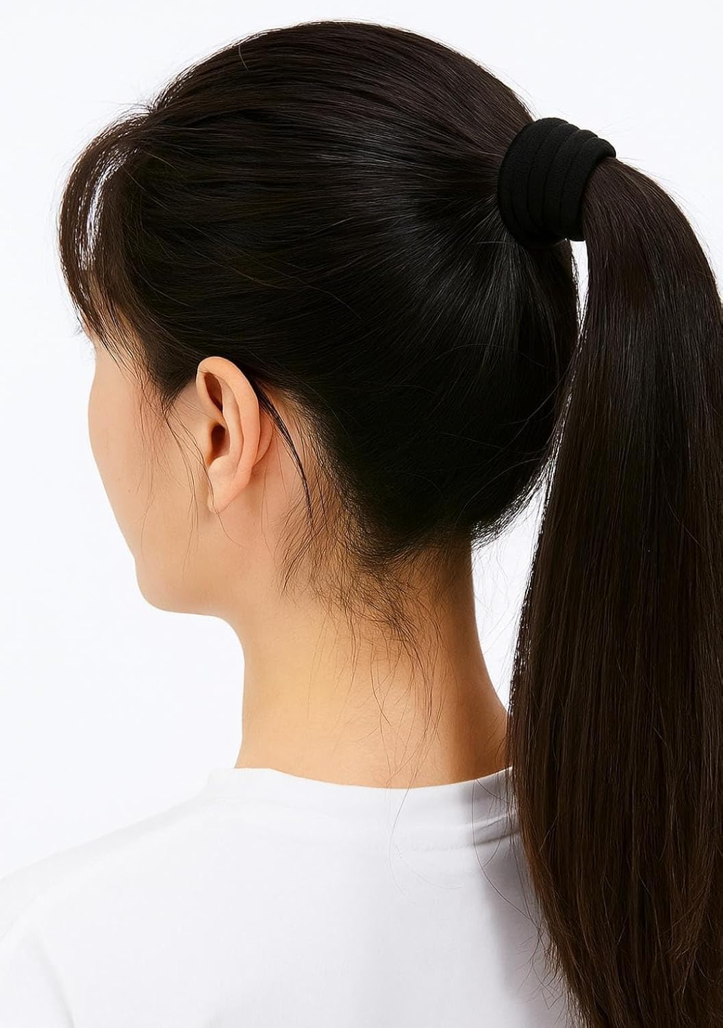 30 Black Ponytail Holder Elastic Soft Cotton Hair Bands for School Girls/Women, Buns, Rubber Hair tie (Pack of 30)(Black)